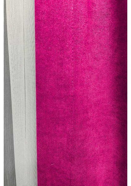 Barcelona Kadife Dokulu Fon Perde Fuşya (Pilesiz) fırsatları