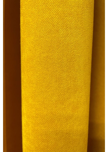 Barcelona Kadife Dokulu Fon Perde Koyu Sarı (Pilesiz) fırsatları