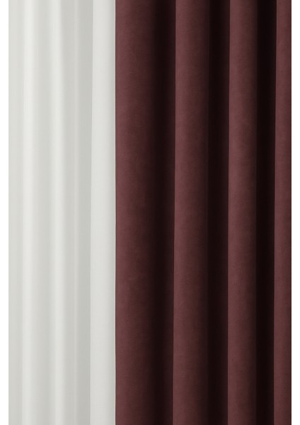 Barcelona Kadife Dokulu Fon Perde Mürdüm (Pilesiz) fiyatları