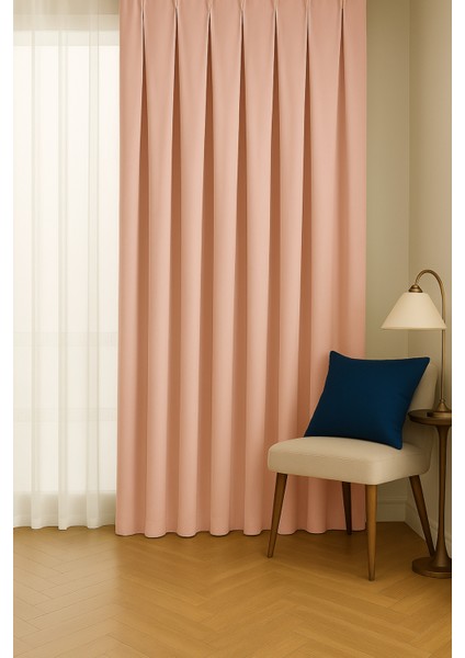 Barcelona Kadife Dokulu Fon Perde Pudra (Pilesiz) fiyatları