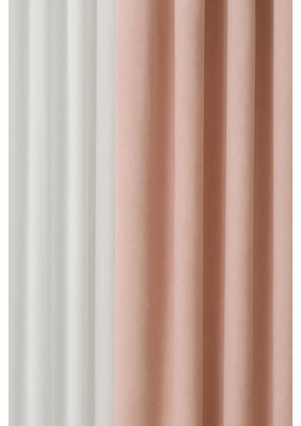 Barcelona Kadife Dokulu Fon Perde Pudra (Pilesiz) modelleri