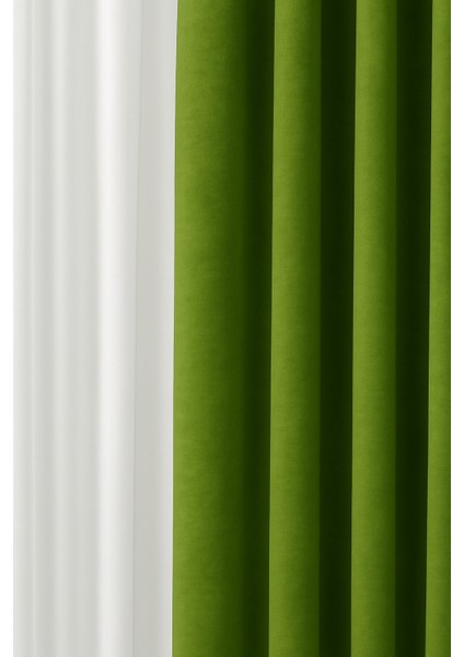 Barcelona Kadife Dokulu Fon Perde Yaprak Yeşili (Pilesiz) fiyatları