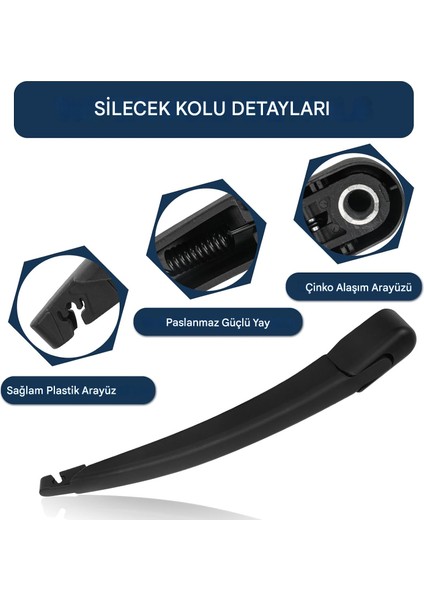 Ford Fiesta Arka Cam Silecek Takımı (Kol+Süpürge) 2008-2017 modelleri