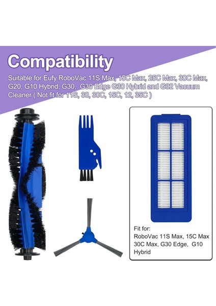 Eufy 11S MAX,15C MAX,30C MAX,39C MAX,G10 G20 G30 G32 Robot Süpürge Fırça Filtreleri Aksesuarları Için Yedek Parçalar (Yurt Dışından)