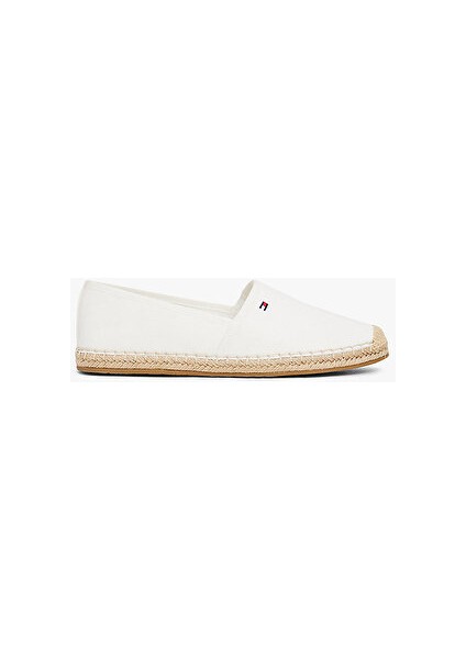 Flag Canvas Espadrille Erkler İçin Düz Tabanlı Şık Beyaz Ayakkabı