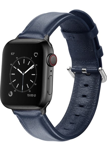 Apple Saat Için Deri Saat Bantları Gece Mavisi (Yurt Dışından)