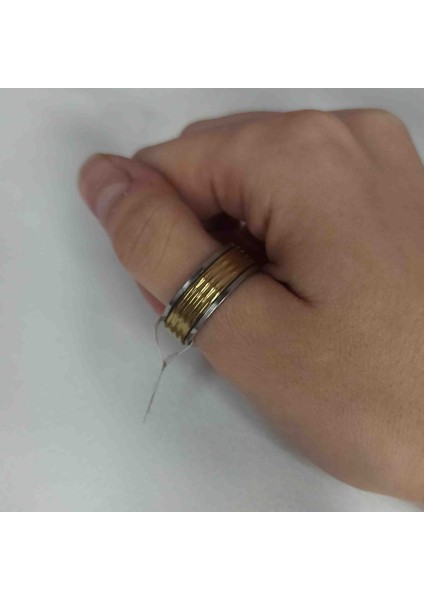 18 Size Şerit Gold Çelik Erkek Yüzük modelleri