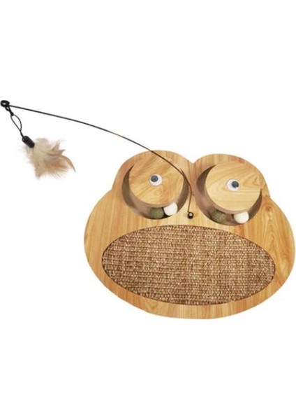 Kurbağa Şeklinde Ahşap Kedi Tırmalama Oyun Standı 34x29 cm