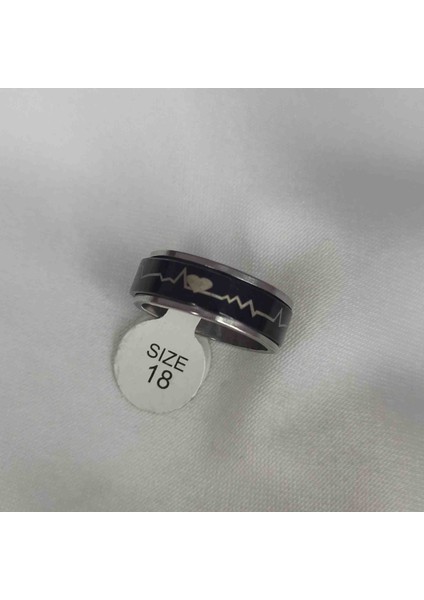 Kalp Ritmi Detay Çelik Erkek Yüzük