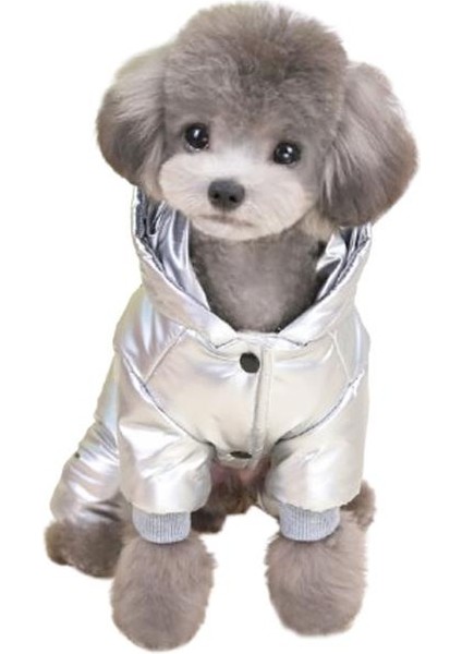 Bomber Ceket Köpek Kıyafeti Parlak Gri Xxl