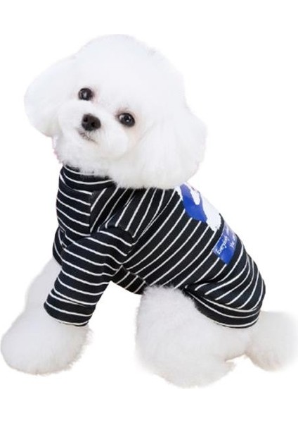 Panda Çizgili Köpek Kazağı Siyah M