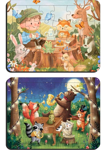 Ultra Basım Çocuklar Için Eğitici & Öğretici Ahşap Puzzle Yapboz 2 Adet 24 Parça Ahşap Puzzle Yapboz