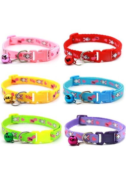 Tavşan Desenli Dokuma Kedi Boyun Tasması 19X1 cm Turkuaz