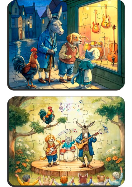 Ultra Basım Çocuklar Için Eğitici & Öğretici Ahşap Puzzle Yapboz 2 Adet 24 Parça Ahşap Puzzle Yapboz