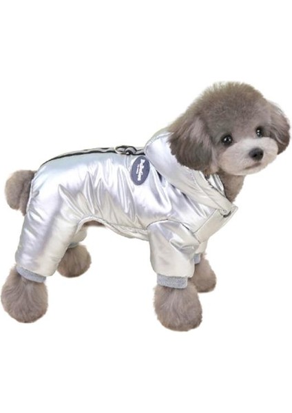 Bomber Ceket Köpek Kıyafeti Parlak Gri S