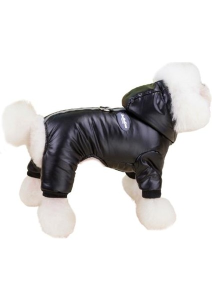 Bomber Ceket Köpek Kıyafeti Parlak Siyah Xxl