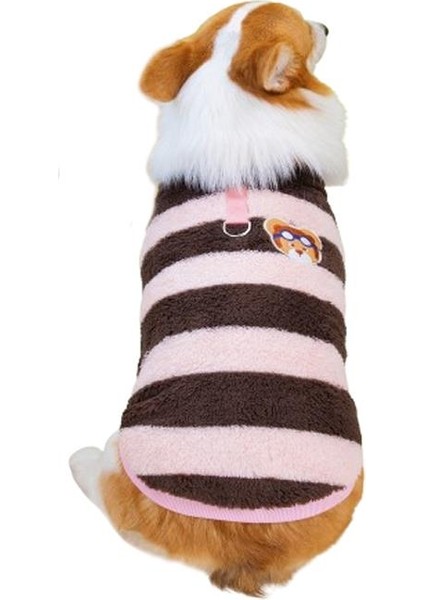 Çizgili Köpek Kazağı Siyah Pembe M