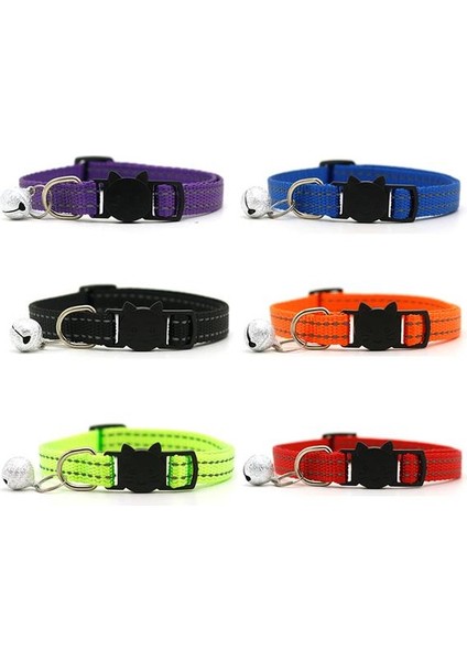 Reflektörlü Zilli Dokuma Kedi Boyun Tasması 19X1 cm Turkuaz