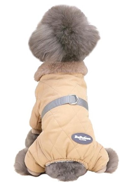Kürk Yakalı Köpek Montu Bej Xxl