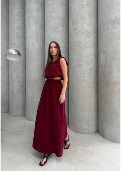 Ithal Terikoton Kumaş Crop Bluz