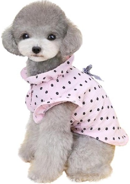 Pileli Puantajlı Köpek Elbisesi Pembe S
