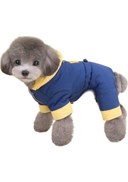 Kapüşonlu Köpek Montu Mavi Sarı Xl fiyatları