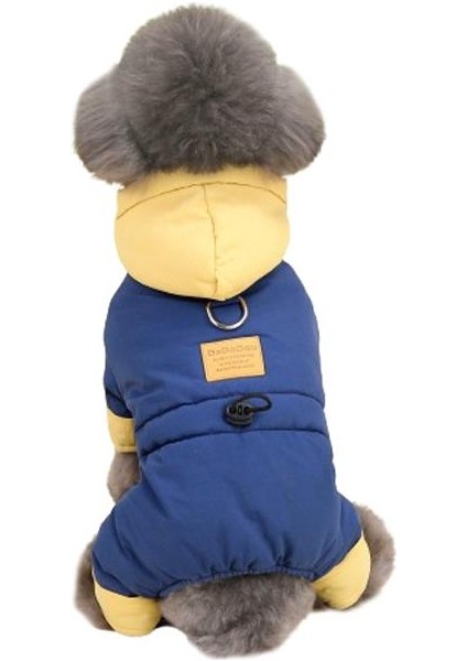 Kapüşonlu Köpek Montu Mavi Sarı Xl modelleri