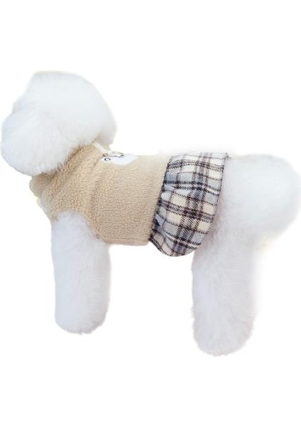 Ekose Etekli Ayıcıklı Polar Köpek Kıyafeti Pembe Xxl