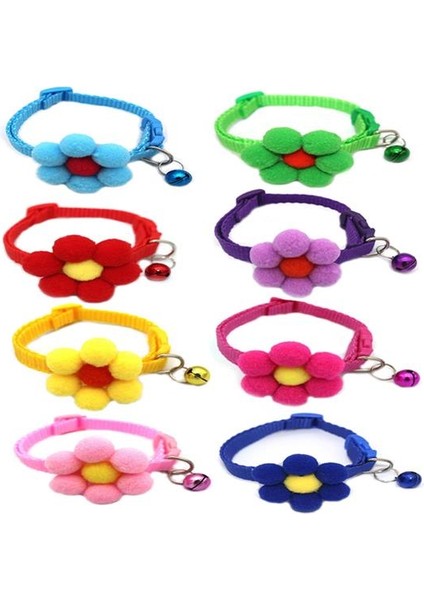 Ponpon Çiçekli Kedi Boyun Tasması 19X1 cm Sarı