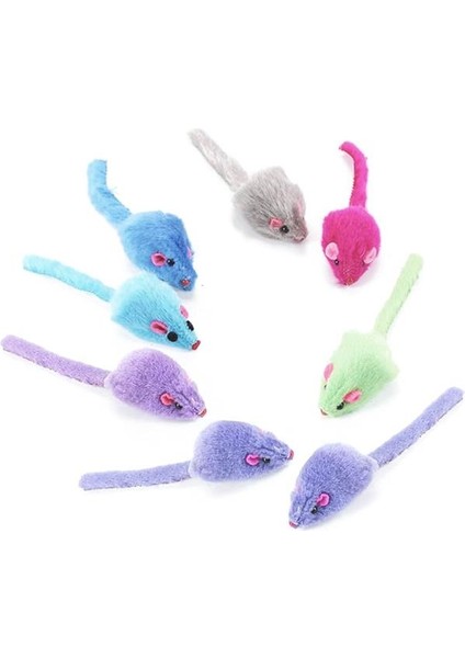 Tek Renk Peluş Fare Kedi Oyuncağı 13.5 cm 3 Lü