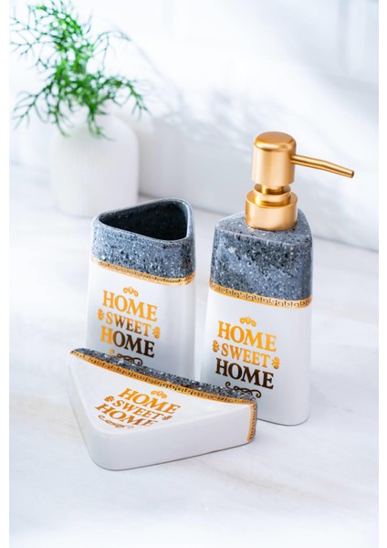 Jardin 3'lü Banyo Seti - Koyu Gri