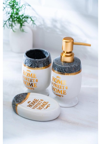 Jardin 3'lü Banyo Seti - Koyu Gri