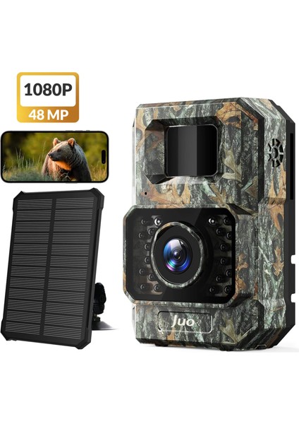850WS Güneş Enerjili Fotokapan 48MP Full Hd Wifi Hareket Sensörlü Gece Görüşlü IP66 Su Geçirmez