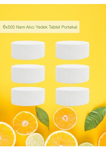 3 Adet 2X500 gr Nem Alıcı Rutubet ve Küf Önleyici Yedek Tablet Portakal