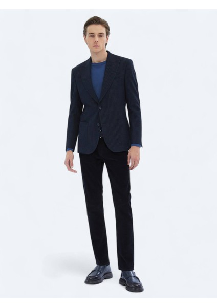Lacivert Çizgili Comfort Fit Ceket fiyatları
