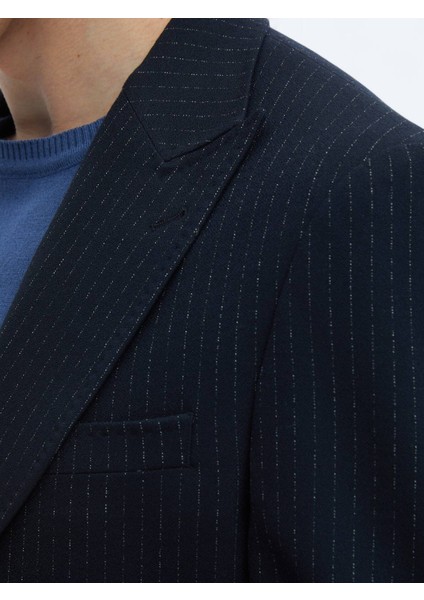 Lacivert Çizgili Comfort Fit Ceket indirimleri
