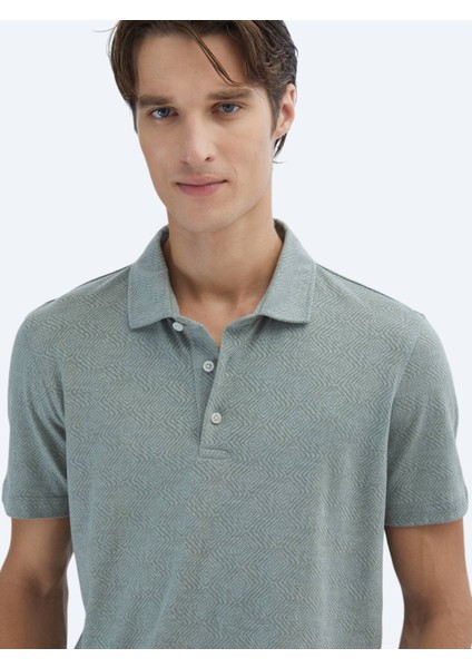 Haki Desenli Polo Yaka Pamuk Karışımlı T-Shirt fırsatları