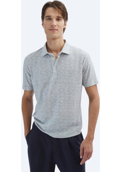 Bej Baskılı Polo Yaka Pamuk Karışımlı T-Shirt