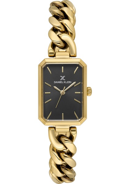 DKE.1.10807-4 Siyah Kadran Altın Kasa Altın Renki Kordon 3 Atm Pilli Kadın Kol Saati