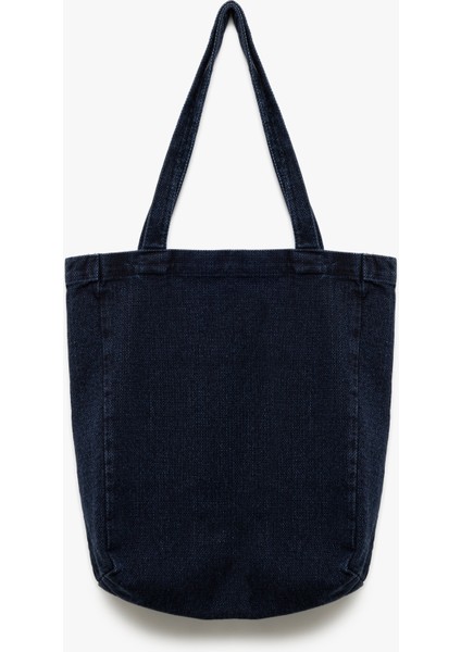Cep Detaylı Saplı Denim Tote Çanta