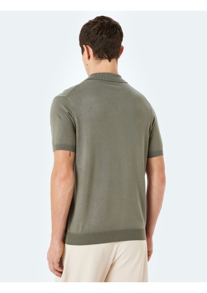 V Polo Yaka Viskon Kısa Kollu Triko Tişört fırsatları