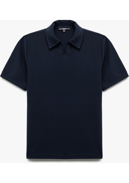 Dokulu Regular Fit Basic Kısa Kollu Polo Yaka Tişört