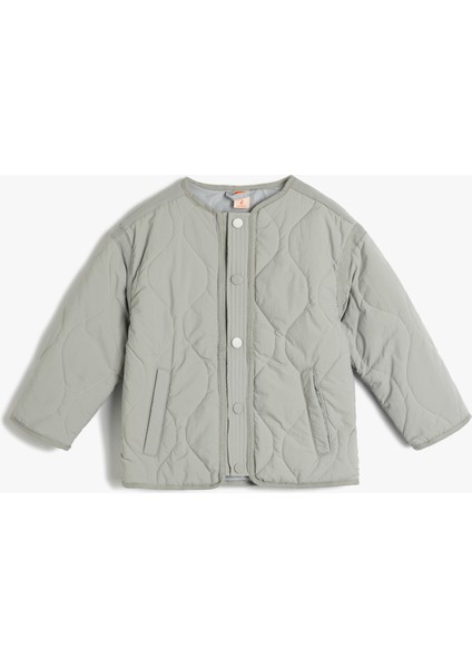 Kapitone Cepli Bisiklet Yaka Uzun Kollu Ceket