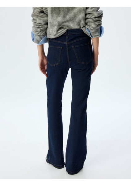 Ispanyol Paça Normal Bel Skinny Fit Düğmeli Kot Pantolon - Flare Jean fırsatları