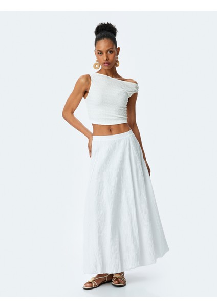 Astarlı Pamuklu Yüksek Bel Uzun Balon Etek