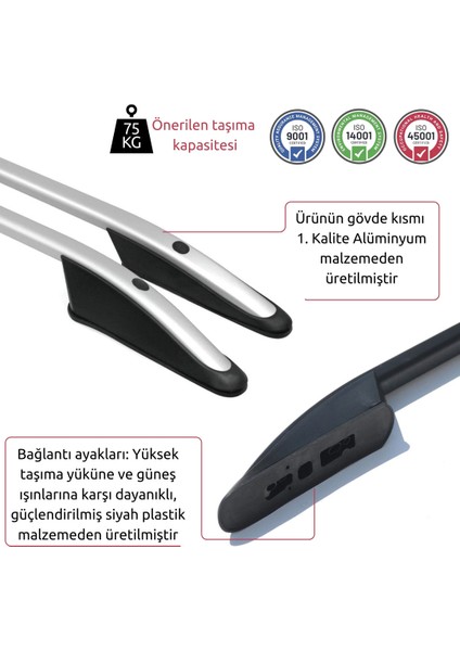 Ford Connect Tavan Çıtası - Gri, Kısa Şase, Elegance | (2002-2014)