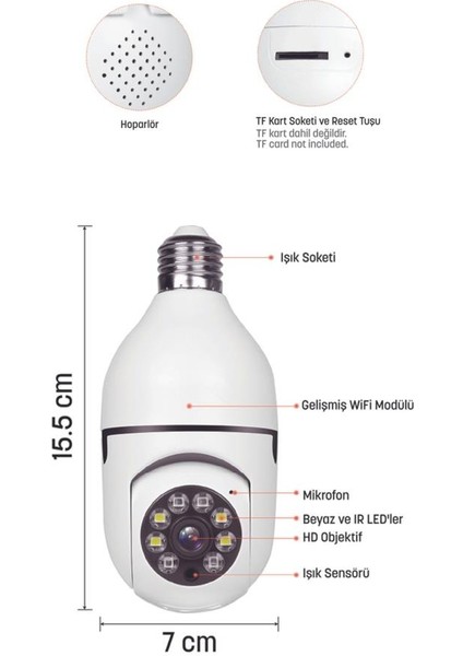 Kbaby- 93 Hareket Sensörlü, Gece Görüşlü Ampul Tipi Ip Kamera