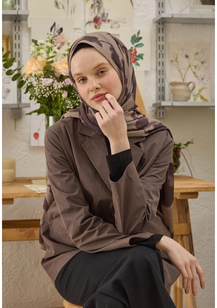 Dark Flower Desen Şal Mürdüm fiyatları