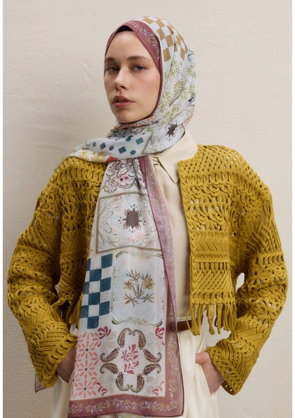 Bella Desen Ipek Krep Şal Gülkurusu