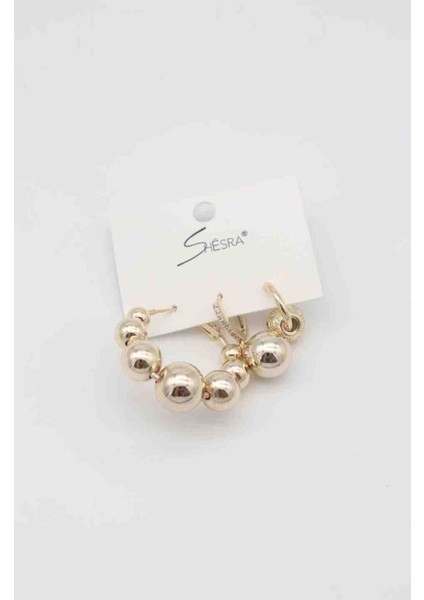 Shesra Topçuk Model 3'lü Küpe
